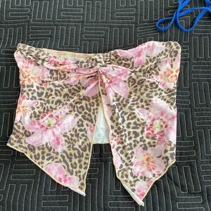 Light Pink Floral Leopard Print Women's Tube Top.